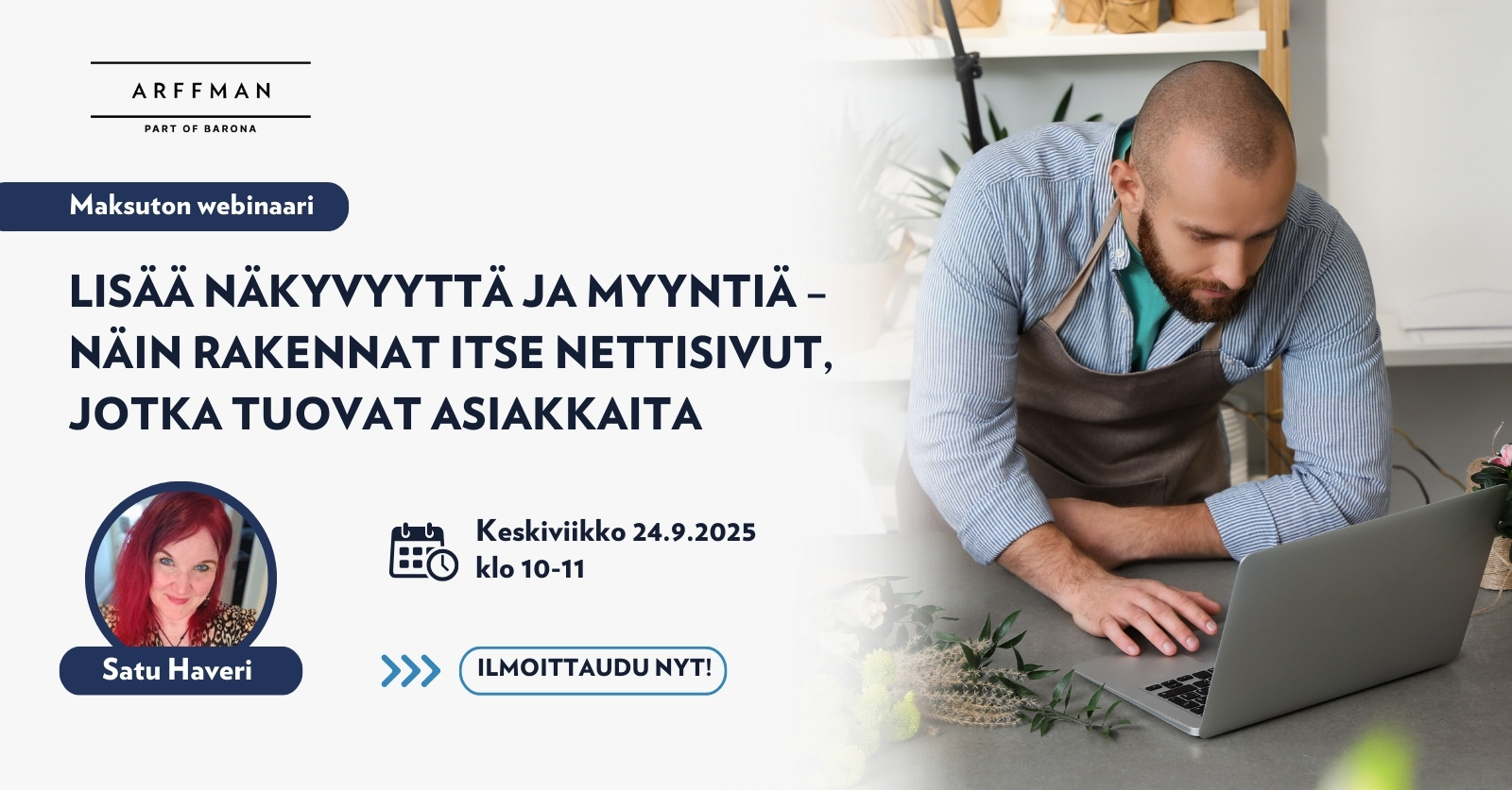 Maksuton webinaari: Lisää näkyvyyttä ja myyntiä – näin rakennat itse nettisivut, jotka tuovat asiakkaita