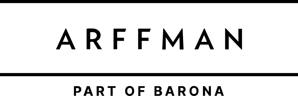 Arffman, osa Barona-konsernia – musta logo